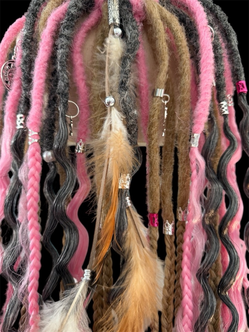 Blonde & Pink Curly Synthetic Goddess Braids Hair Extensions - Picture 5 of 10